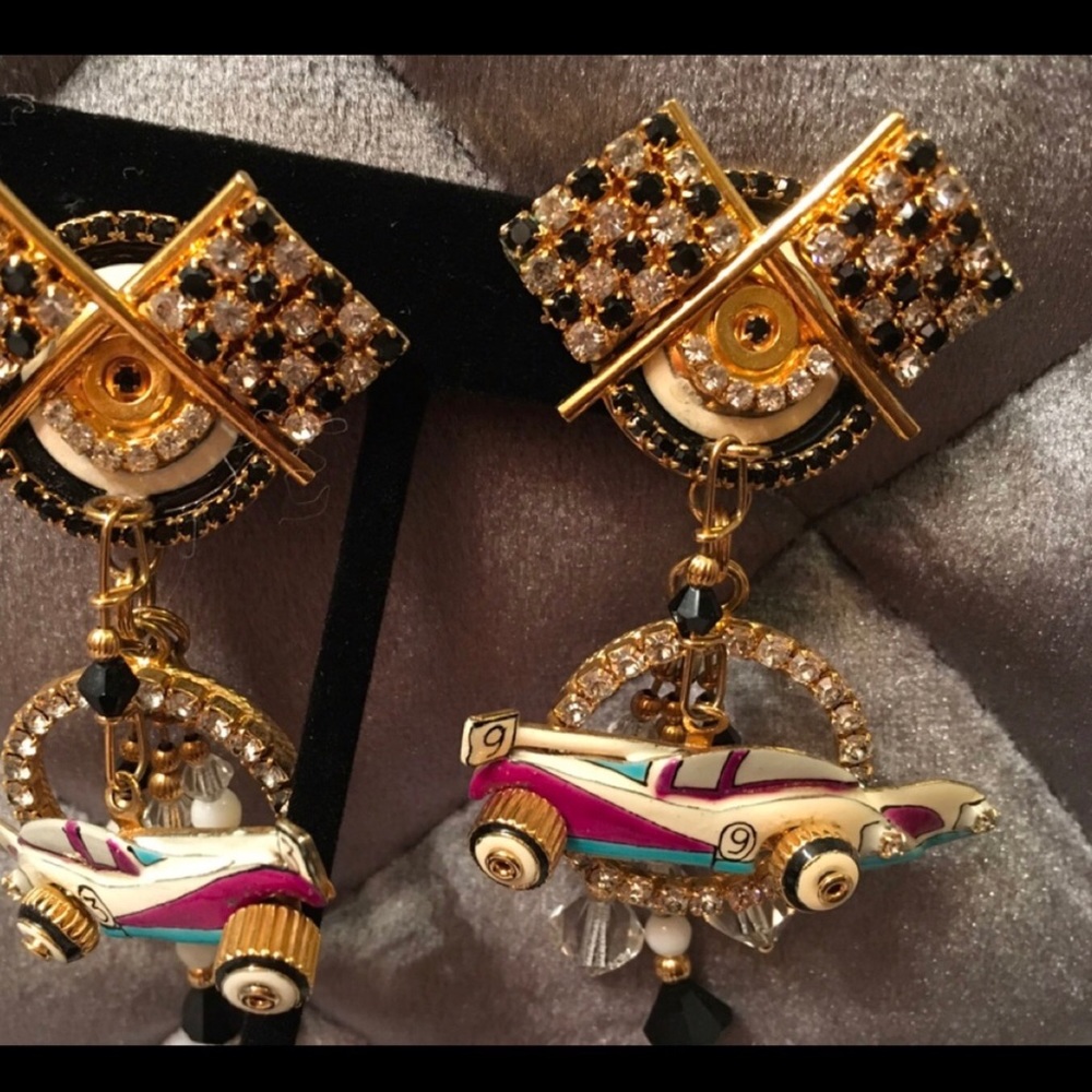NEW - CUSTOM MADE ARTISAN CORVETTE EARRINGS - Picture 5 of 8